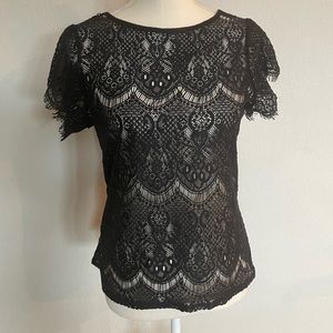 Worthington Petite Laced Black Top Size: PS